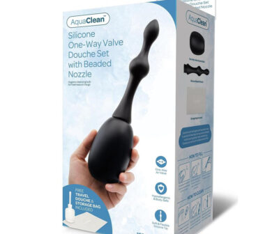 AquaClean Silicone 1-Way Valve Douche Set with Beaded Nozzle