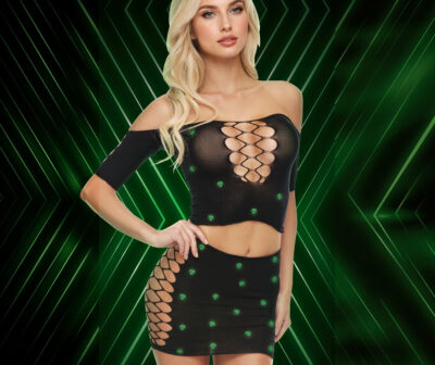 DIAMOND 2-PIECE CROP TOP & SHIRT SET-GID