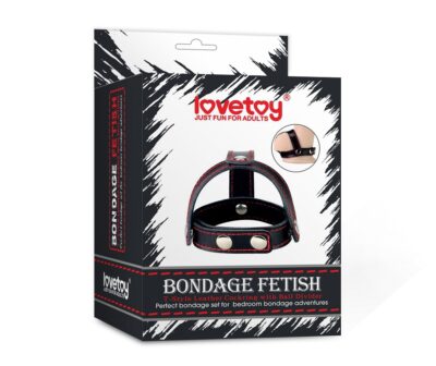 Bondage Fetish T-Style Leather Cock Ring with Ball Divider