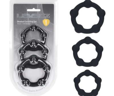 LEVELZ Beaded Silicone Cock Ring Set of 3 - Black