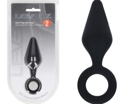 LEVELZ Silicone Anal Plug with Loop - Medium - Black