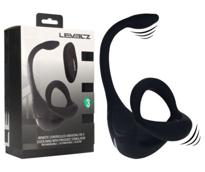 LEVELZ Remote Controlled Vibrating TriO Cock Ring with Prostate Stimulator