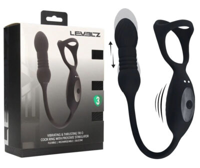 LEVELZ Vibrating & Thrusting TriO Cock Ring with Prostate Stimulator