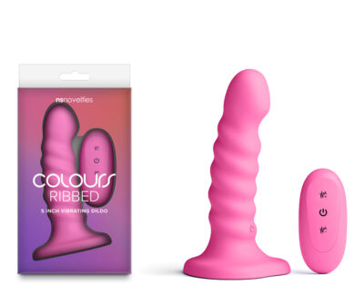 Colours Ribbed - 5'' Vibrating Dildo - Pink