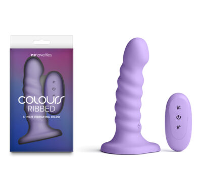 Colours Ribbed - 5'' Vibrating Dildo - Purple