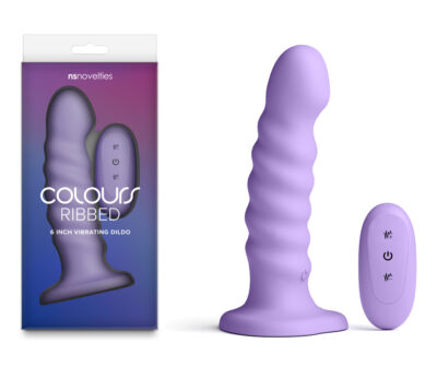 Colours Ribbed - 6'' Vibrating Dildo - Purple