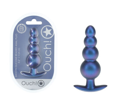 OUCH! Beaded Anal Plug - Metallic Blue