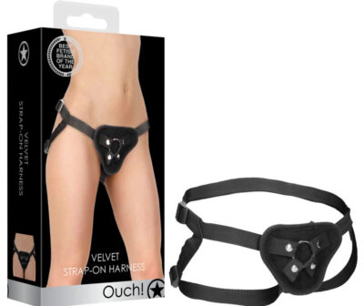 OUCH! Velvet & Velcro Adjustable Harness with O-Ring