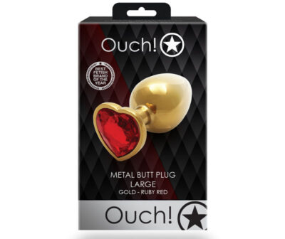 OUCH! Heart Gem Gold Butt Plug - Large