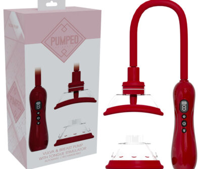 PUMPED Vulva & Breast Pump with Tongue Stimulator - Red