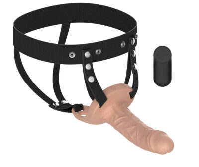 Passion Play Vibrating Realistic Hollow Strap-On - Flesh