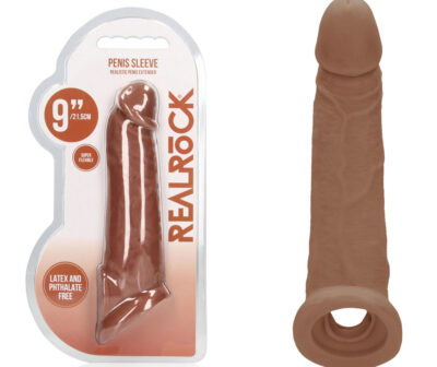 REALROCK 9'' Realistic Penis Extender with Rings - Tan