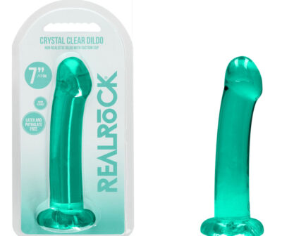 REALROCK Non Realistic Dildo With Suction Cup - 17 cm - Turquoise