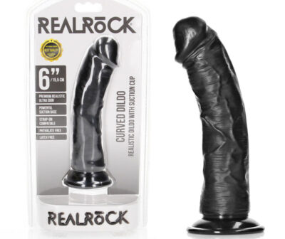 REALROCK Realistic Regular Curved Dildo with Suction Cup - 15.5 cm