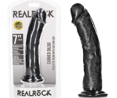 REALROCK Realistic Regular Curved Dildo with Suction Cup - 18 cm