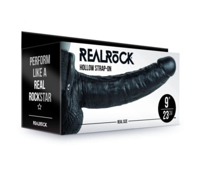 REALROCK Hollow Strapon with Balls - 23 cm Black