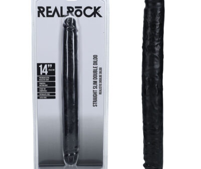 REALROCK 35cm Slim Double Dildo - Black