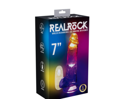 REALROCK 7'' with Balls Wireless Rechargeable LED Vibrating Dong