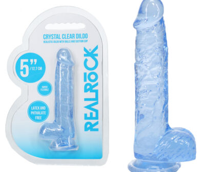 REALROCK 5'' Crystal Clear Dildo with Balls - Blue