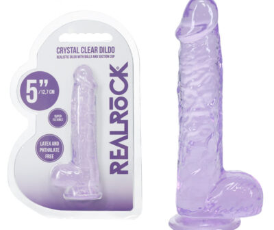 REALROCK 5'' Crystal Clear Dildo with Balls - Purple