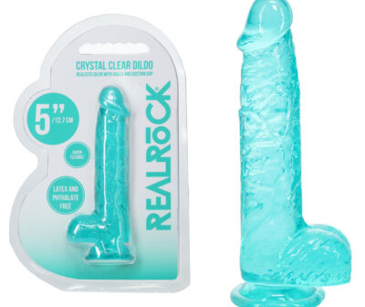 REALROCK 5'' Crystal Clear Dildo with Balls - Turquoise