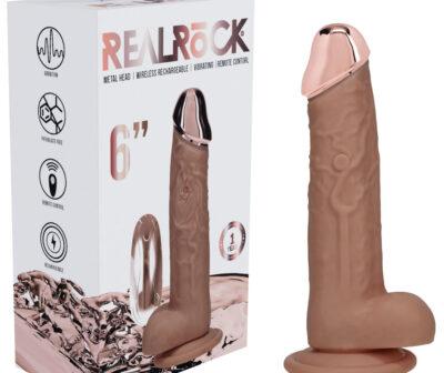 REALROCK Metal Head 6'' Rechargeable Dildo - Tan