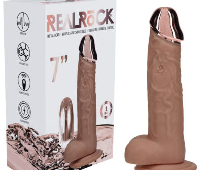 REALROCK Metal Head 7'' Rechargeable Dildo - Tan