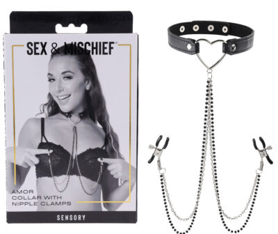 Sex & Mischief Amor Collar with Nipple Clamps