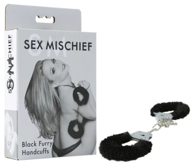 Sex & Mischief Furry Handcuffs - Black
