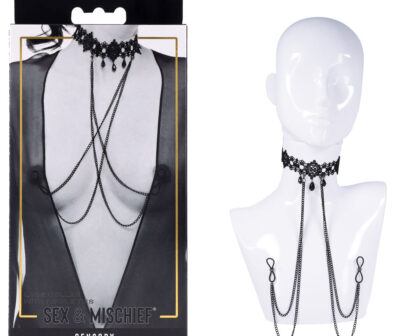 Sex & Mischief Lace Collar with Nipple Ties