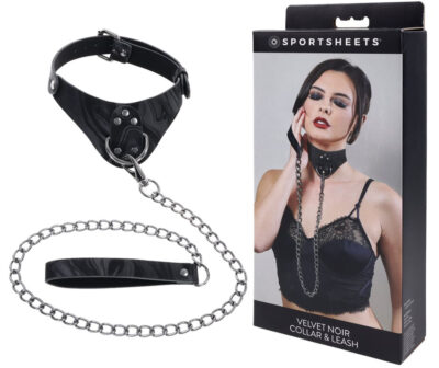 SPORTSHEETS Velvet Noir Collar & Leash